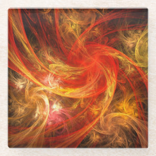 Firestorm Nova Abstract Art Glass Coaster