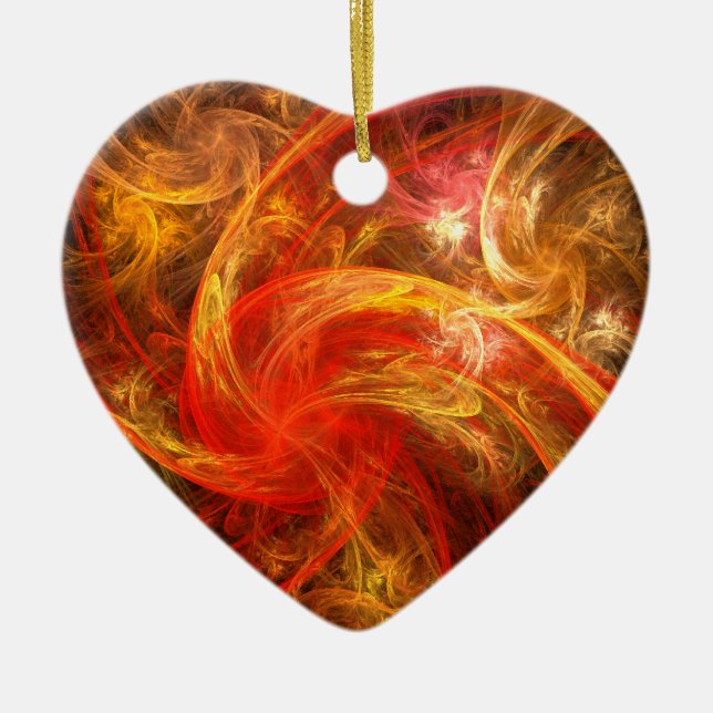 Firestorm Nova Abstract Art Heart Ornament (Front)