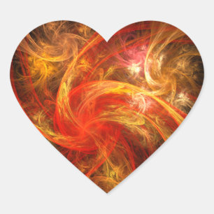 Firestorm Nova Abstract Art Heart Sticker