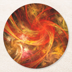 Firestorm Nova Abstract Art Round Paper Coaster