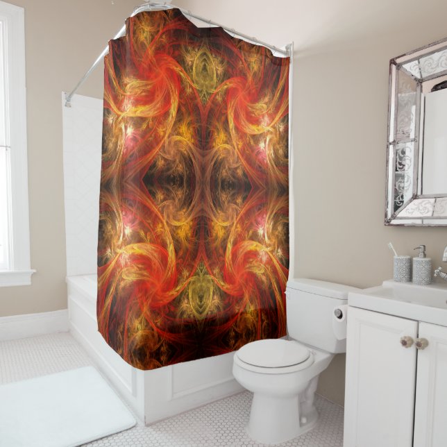 Firestorm Nova Abstract Art Shower Curtain (In Situ)