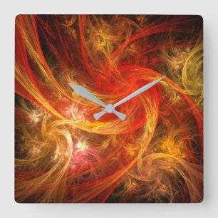 Firestorm Nova Abstract Art Square Square Wall Clock