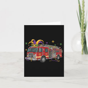 Firetruck Alligator Crocodile Mardi Gras Boys Mens Card