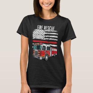 Firetruck American Flag Fire Rescue Fireman Firefi T-Shirt