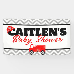 Firetruck and Chevron Party Backdrop Banner