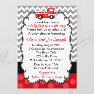 Firetruck Baby Shower Invitation