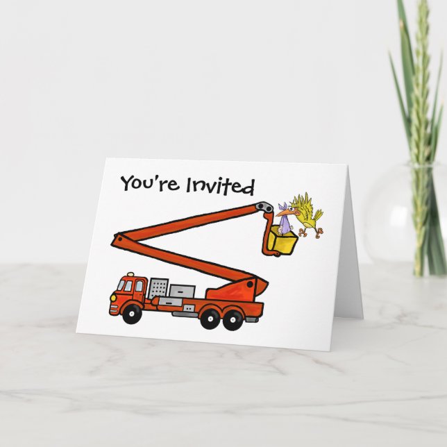 Firetruck Baby Shower Invitations   Customise It! (Front)