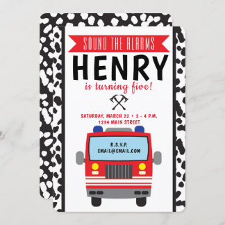 Firetruck Birthday Invitation