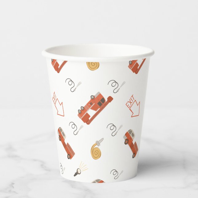 Firetruck Birthday Invitation Paper Cups (Front)