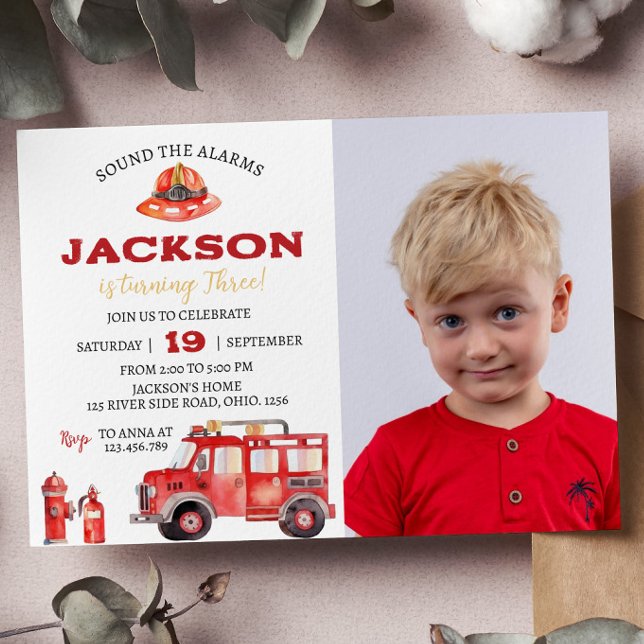 Firetruck Birthday Invitation Sound The Alarm (Creator Uploaded)