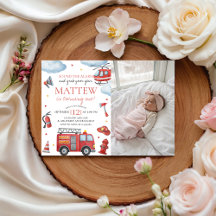 Firetruck Birthday Invite With Photo