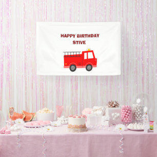 Firetruck Birthday Party Banner