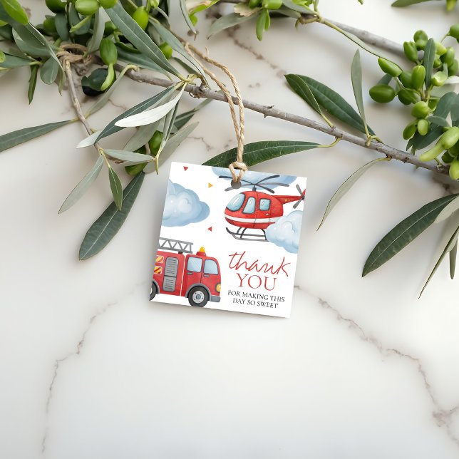 Firetruck Birthday Thank You Tag (Creator Uploaded)