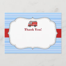 Firetruck BirthdayBlank Thank You Card