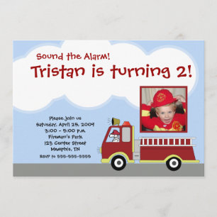 Firetruck Fire Engine *PHOTO*  Birthday Invitation