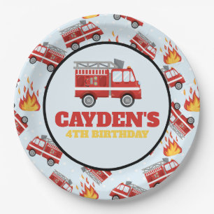 Firetruck Firefighter Birthday Party Paper Plates