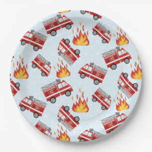 Firetruck Firefighter Birthday Party Paper Plates