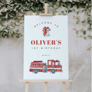 Firetruck Firefighter Birthday Party Welcome Sign