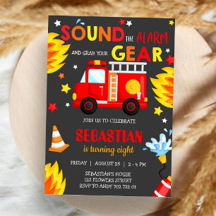 Firetruck Firefighter Boy Birthday Invitation