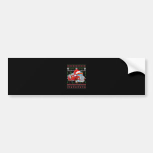 Firetruck Firefighter Christmas Cute Boy Santa Hat Bumper Sticker