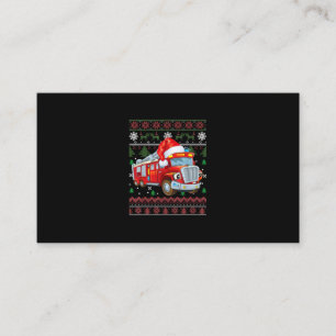 Firetruck Firefighter Christmas Cute Boy Santa Hat Business Card