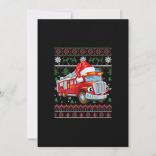 Firetruck Firefighter Christmas Cute Boy Santa Hat Holiday Card