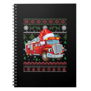 Firetruck Firefighter Christmas Cute Boy Santa Hat Notebook