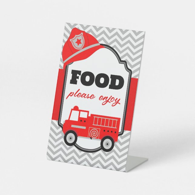 Firetruck Food Party Display Pedestal Sign (Front)