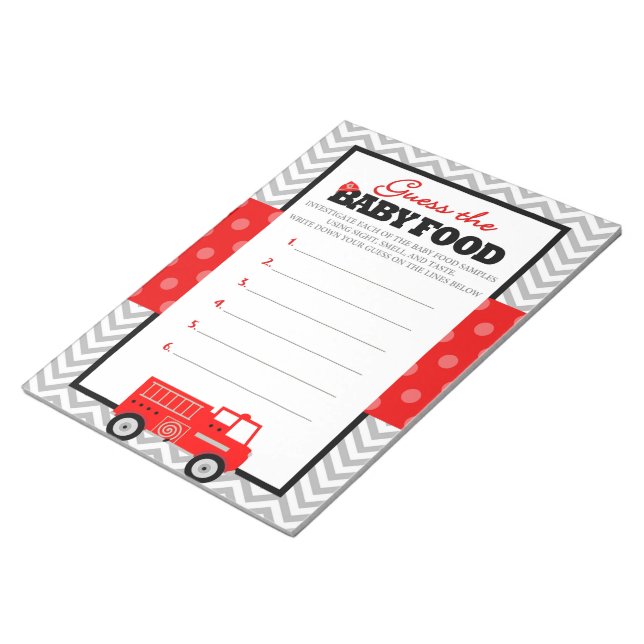 Firetruck Guess The Baby Food Game Answer Pack Notepad (Angled)
