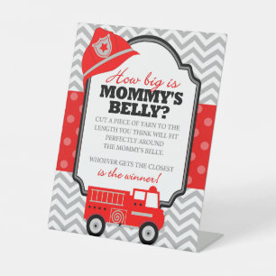 Firetruck How Big is Mummy's Belly Shower Game Pedestal Sign