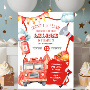 Firetruck Kid's Birthday Invitation