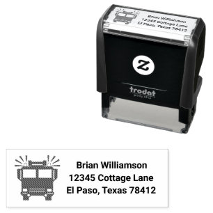 Firetruck Name and Return Address Self-inking Stamp