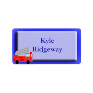 Firetruck Name Label