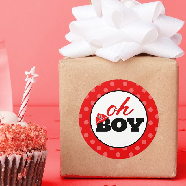 Firetruck Oh Boy Baby Shower Party Stickers (Creator Uploaded)