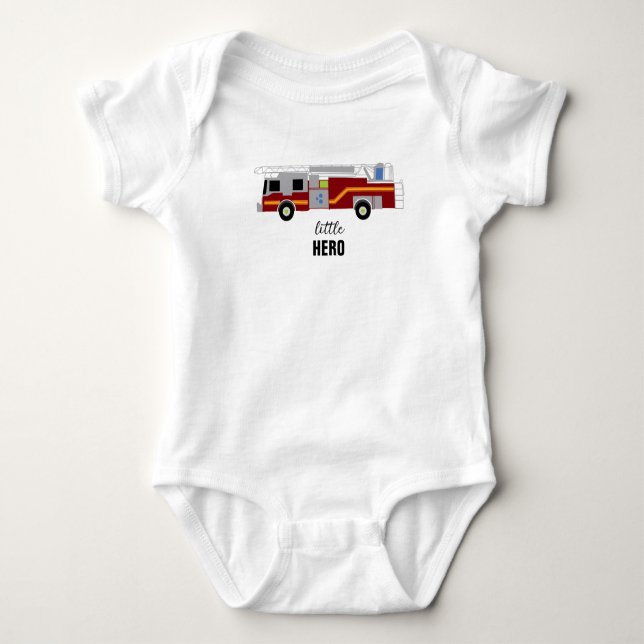 Firetruck Painting Little Hero Baby Bodysuit (Front)