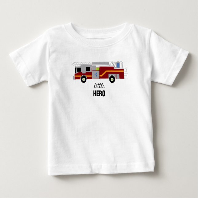 Firetruck Painting Little Hero Baby T-Shirt (Front)