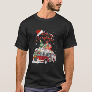 Firetruck Santa Sleigh Fireman Christmas Firefight T-Shirt