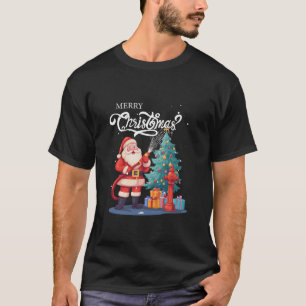 Firetruck Santa Sleigh Fireman Christmas Firefight T-Shirt