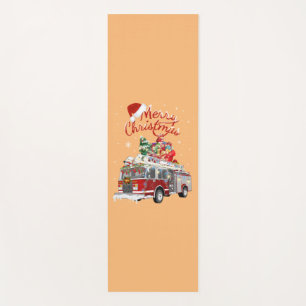 Firetruck Santa Sleigh Fireman Christmas Firefight Yoga Mat