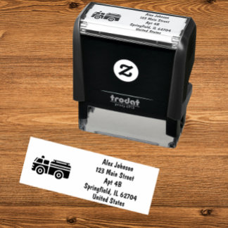 Firetruck Silhouette Address Self-inking Stamp