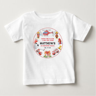 Firetrucks Boy 1st Birthday Cute Little party Baby T-Shirt