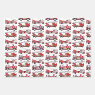 Firetrucks Wrapping Paper Sheet