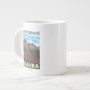 Fireweed & Mountains - Anchorage, Alaska Large Coffee Mug
