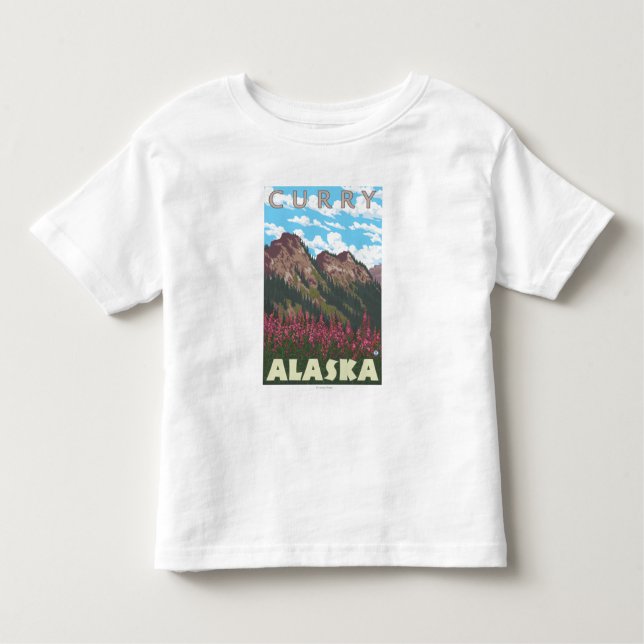 Fireweed & Mountains - Curry, Alaska Toddler T-Shirt (Front)