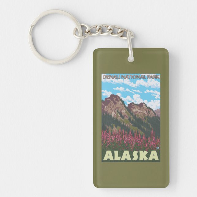 Fireweed & Mountains - Denali Nat'l Park, Key Ring (Front)