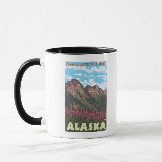 Fireweed & Mountains - Denali Nat'l Park, Mug (Left)