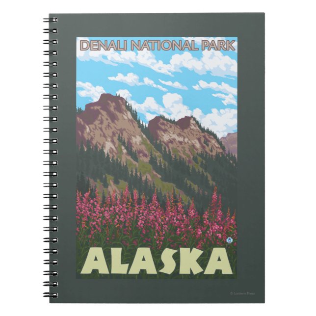 Fireweed & Mountains - Denali Nat'l Park, Notebook (Front)