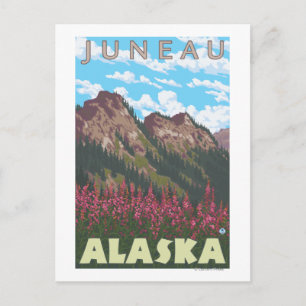 Fireweed & Mountains - Juneau, Alaska Postcard