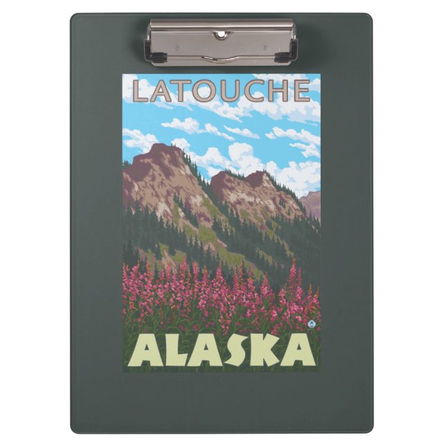 Fireweed & Mountains - Latouche, Alaska Clipboard (Front)