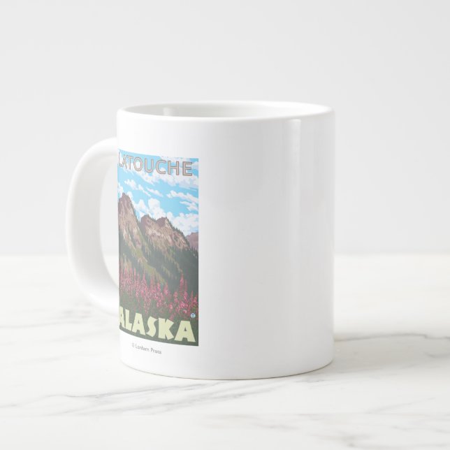 Fireweed & Mountains - Latouche, Alaska Large Coffee Mug (Front Left)